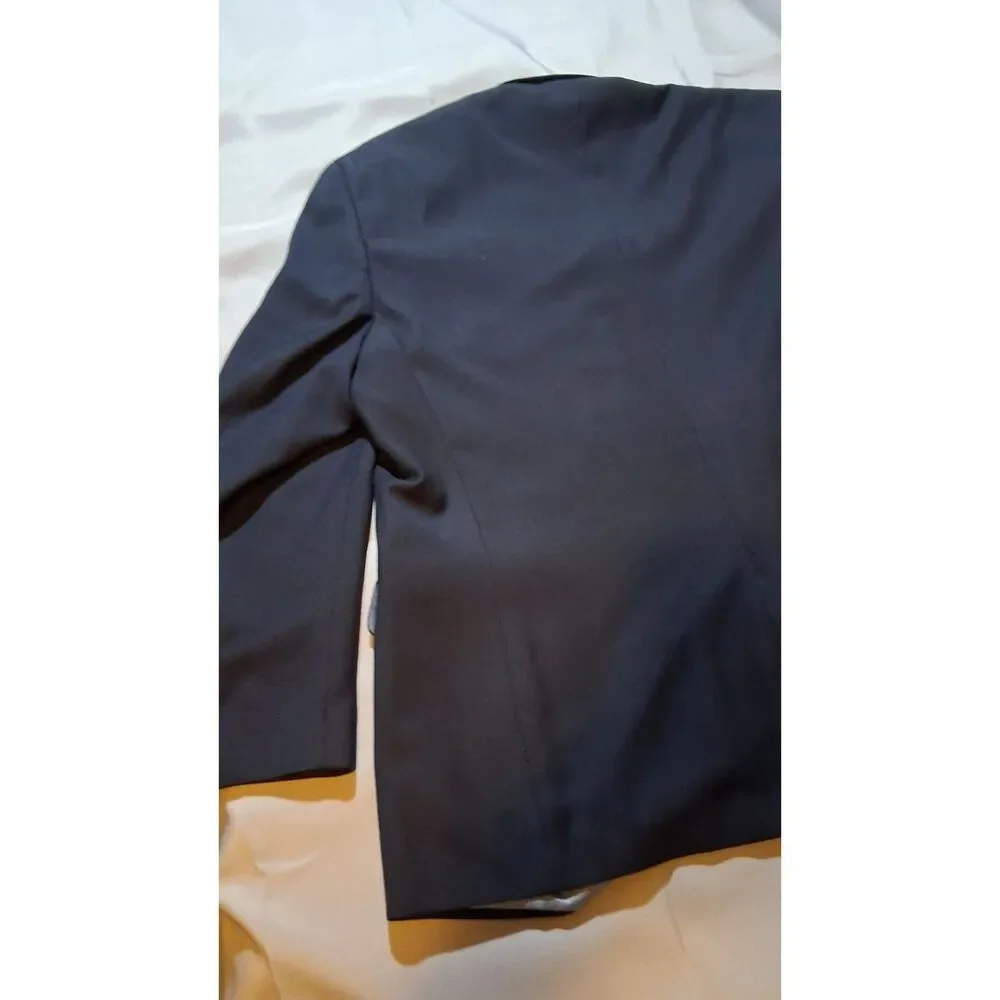 Mens Navy Blue Two-Button 46R Suit Jacket Sport Coat Blazer Formal Business